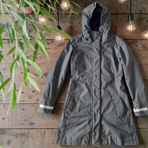 MEC Rain Weather Resistant Charcoal Hooded Rain coat With Reflective Strips